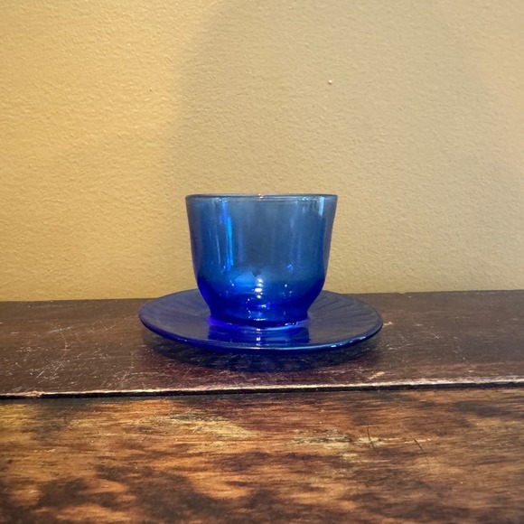 Macbeth Evans 1940s Cobalt Metalware Mustard butter serveware - Picture 1 of 8